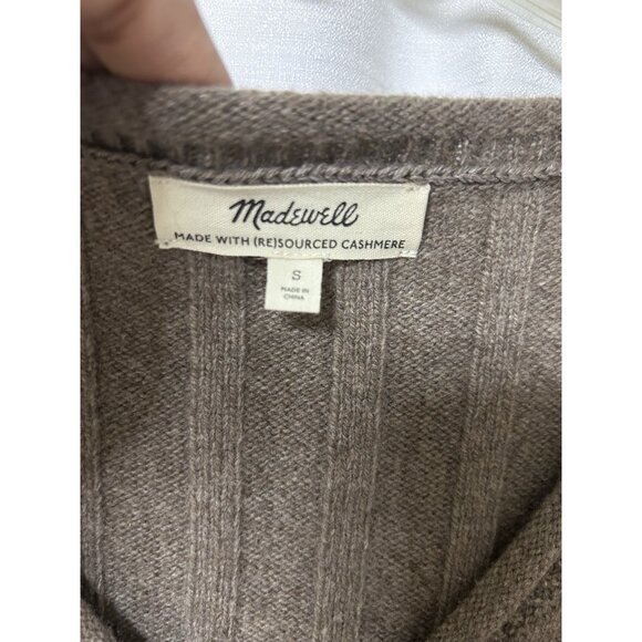 Madewell Sweater Womens Brown V Neck Recycled Cashmere Wool Ribbed Pullover S - Picture 3 of 5
